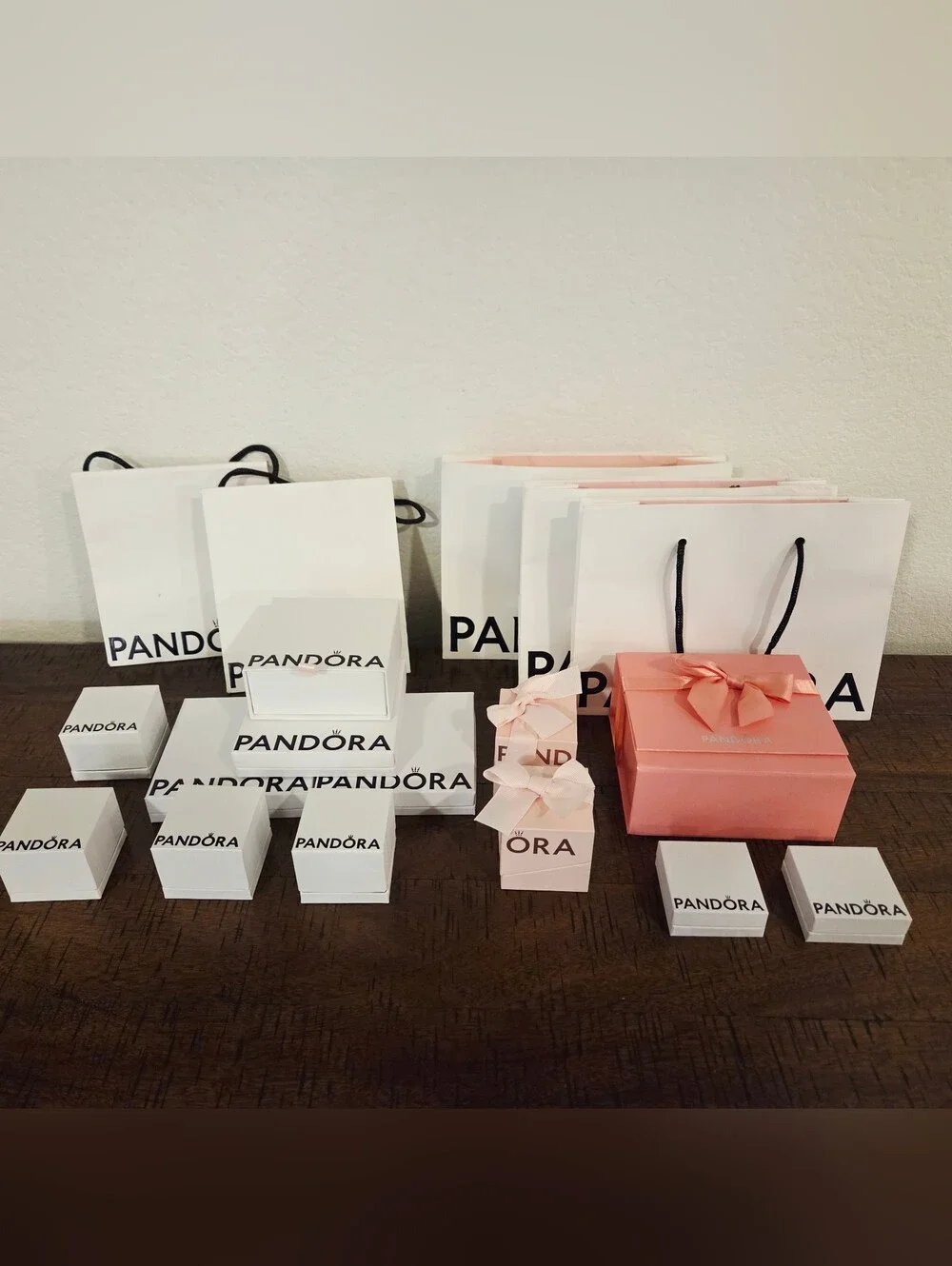 Lot Of 18 Pandora Empty Charm Gift Boxes (13), Large Bags (3) Small Bags(2)